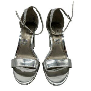 Worthington Womens Metallic Slingback Heeled Sandals Silver Sze 5M Elegant Party